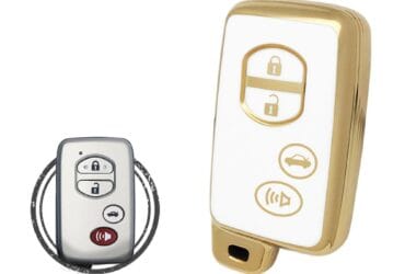 TPU Key Cover Case For Toyota Aurion Avalon Camry Corolla Smart Key Remote 4 Button WHITE GOLD Color