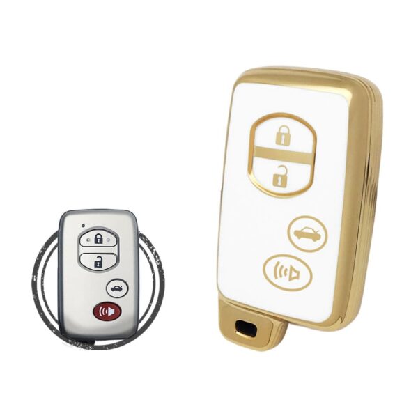 TPU Key Cover Case For Toyota Aurion Avalon Camry Corolla Smart Key Remote 4 Button WHITE GOLD Color