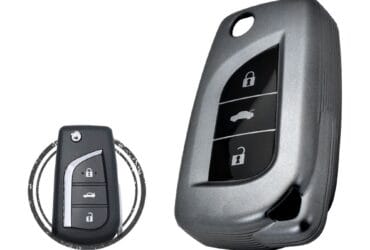 TPU Car Key Fob Cover Case For Toyota Camry Flip Key Remote 3 Button BLACK Metal Color