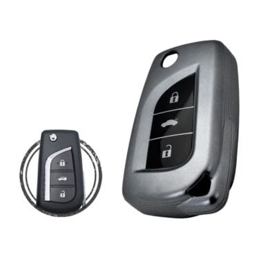 TPU Car Key Fob Cover Case For Toyota Camry Flip Key Remote 3 Button BLACK Metal Color