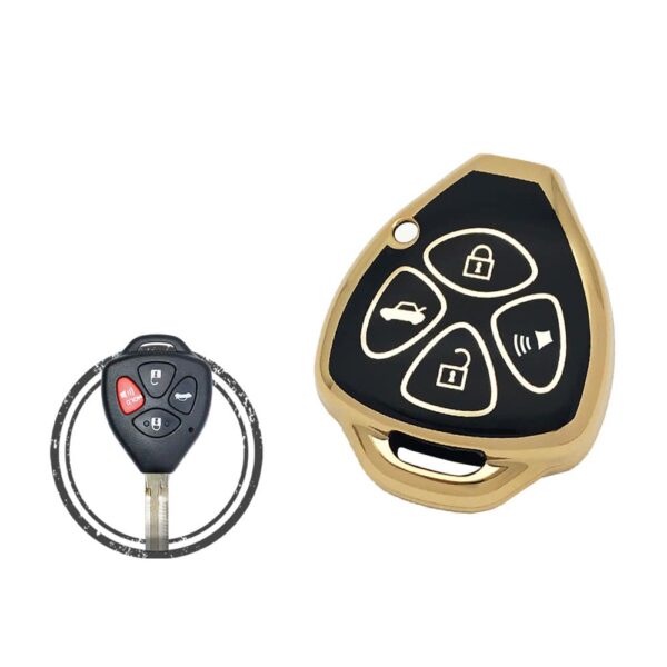 TPU Key Cover Case Protector For Toyota Camry Avalon Aurion Yaris Corolla Remote Head Key 4 Button BLACK GOLD Color