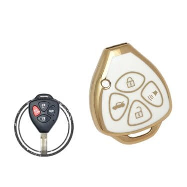 TPU Key Cover Case For Toyota Camry Avalon Aurion Yaris Corolla Remote Head Key 4 Button WHITE GOLD Color