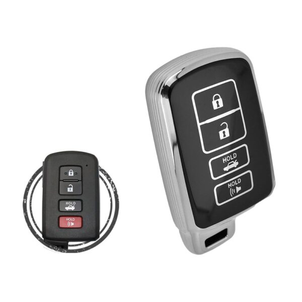 TPU Key Cover Case For Toyota Corolla Avalon Camry Smart Key Remote 4 Button Black Chrome Color
