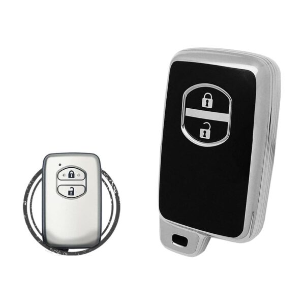TPU Key Cover Case For Toyota Land Cruiser Smart Key Remote 2 Button Black Chrome Color