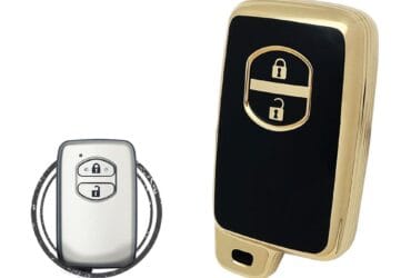TPU Key Cover Case Protector For Toyota Land Cruiser Smart Key Remote 2 Button BLACK GOLD Color