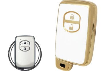 TPU Key Cover Case For Toyota Land Cruiser Smart Key Remote 2 Button WHITE GOLD Color