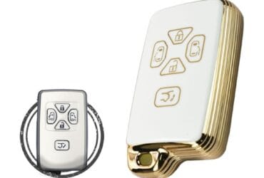 TPU Key Cover Case For Toyota Previa Smart Key Remote 5 Button WHITE GOLD Color