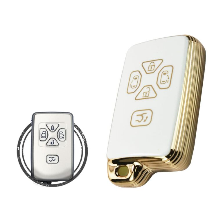 TPU Key Cover Case For Toyota Previa Smart Key Remote 5 Button WHITE GOLD Color