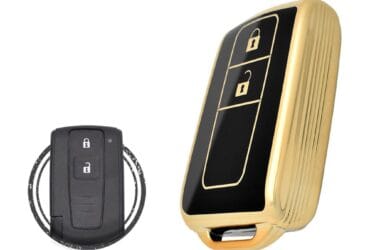 TPU Key Cover Case Protector For Toyota Prius Smart Key Remote 2 Button BLACK GOLD Color