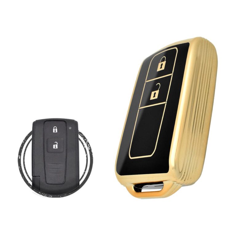 TPU Key Cover Case Protector For Toyota Prius Smart Key Remote 2 Button BLACK GOLD Color