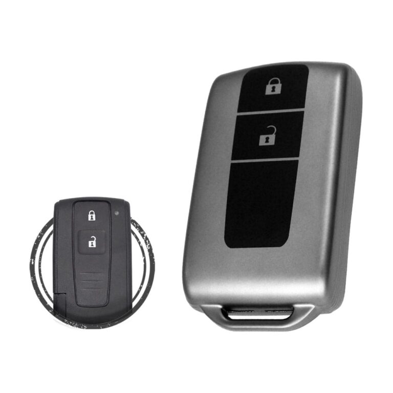 TPU Car Key Cover Case For Toyota Prius Smart Key Remote 2 Button BLACK Metal Color