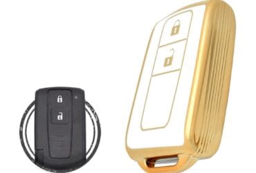 Coque de clé en TPU pour télécommande intelligente Toyota Prius 2 boutons Couleur blanc et or