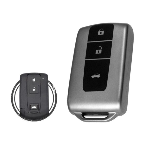 TPU Car Key Cover Case For Toyota Avensis Crown Prius Smart Key Remote 3 Button BLACK Metal Color