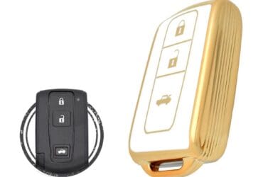 TPU Key Cover Case For Toyota Avensis Crown Prius Smart Key Remote 3 Button WHITE GOLD Color