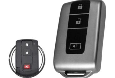 TPU Car Key Cover Case For Toyota Prius Smart Key Remote 3 Button w/ Panic BLACK Metal Color