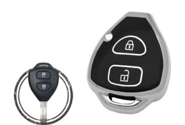 TPU Key Cover Case For Toyota RAV4 Corolla Previa Remote Head Key 2 Button Black Chrome Color