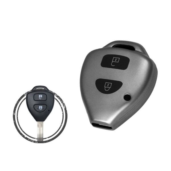 TPU Car Key Fob Cover Case For Toyota RAV4 Corolla Previa Remote Head Key 2 Button BLACK Metal Color