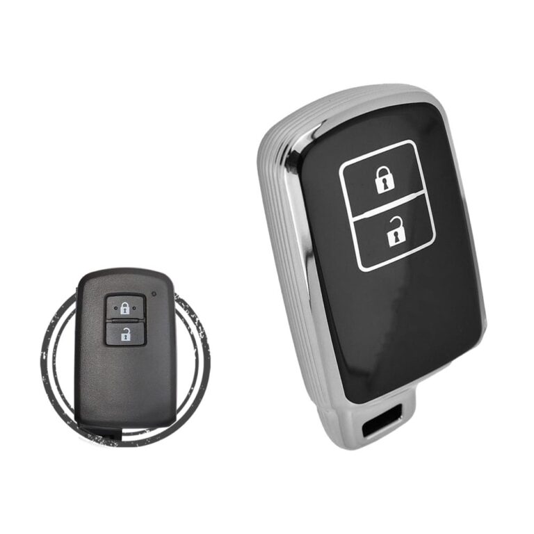TPU Key Cover Case For Toyota Land Cruiser RAV4 Smart Key Remote 2 Button Black Chrome Color