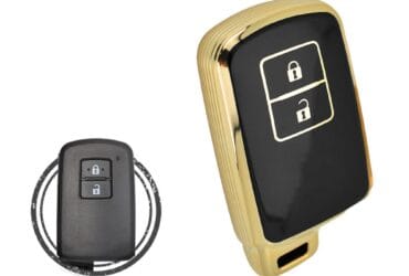 TPU Key Cover Case Protector For Toyota Land Cruiser RAV4 Smart Key Remote 2 Button BLACK GOLD Color