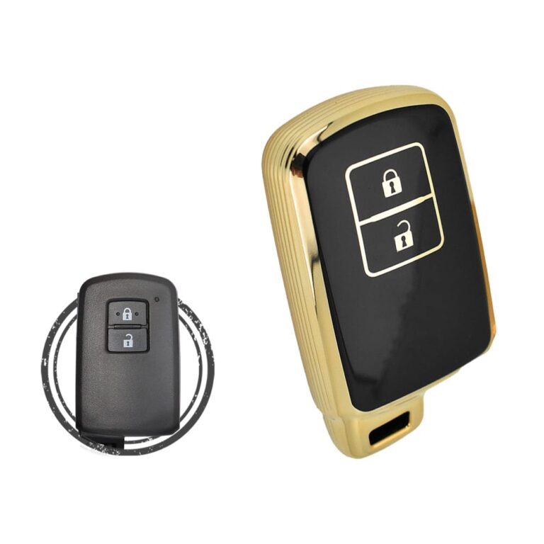 TPU Key Cover Case Protector For Toyota Land Cruiser RAV4 Smart Key Remote 2 Button BLACK GOLD Color