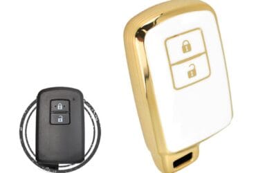 TPU Key Cover Case For Toyota Land Cruiser RAV4 Smart Key Remote 2 Button WHITE GOLD Color