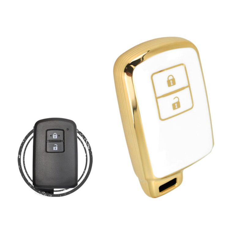 TPU Key Cover Case For Toyota Land Cruiser RAV4 Smart Key Remote 2 Button WHITE GOLD Color
