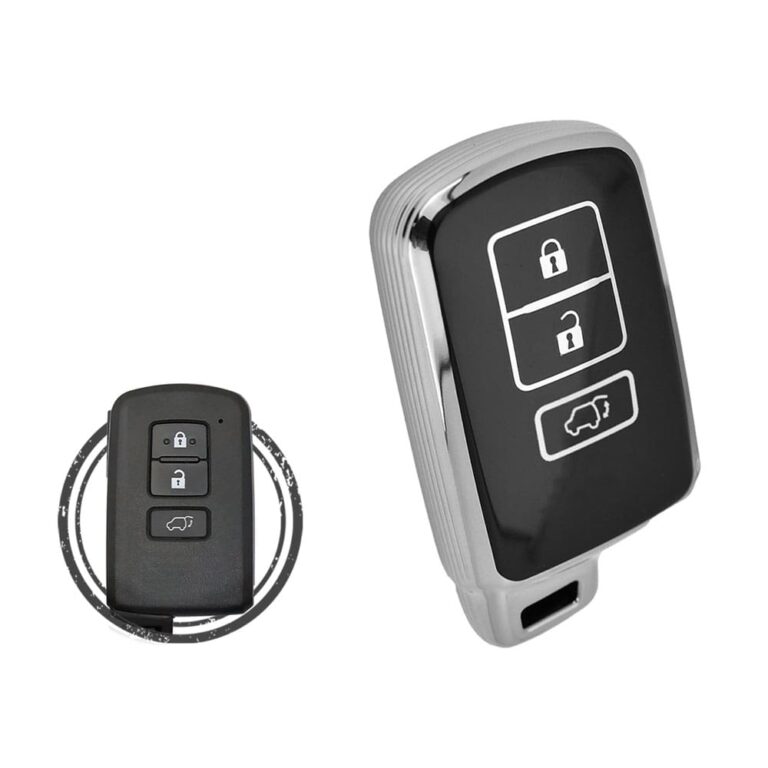 TPU Key Cover Case For Toyota RAV4 Smart Key Remote 3 Button Black Chrome Color