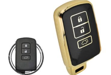 TPU Key Cover Case Protector For Toyota RAV4 Smart Key Remote 3 Button BLACK GOLD Color
