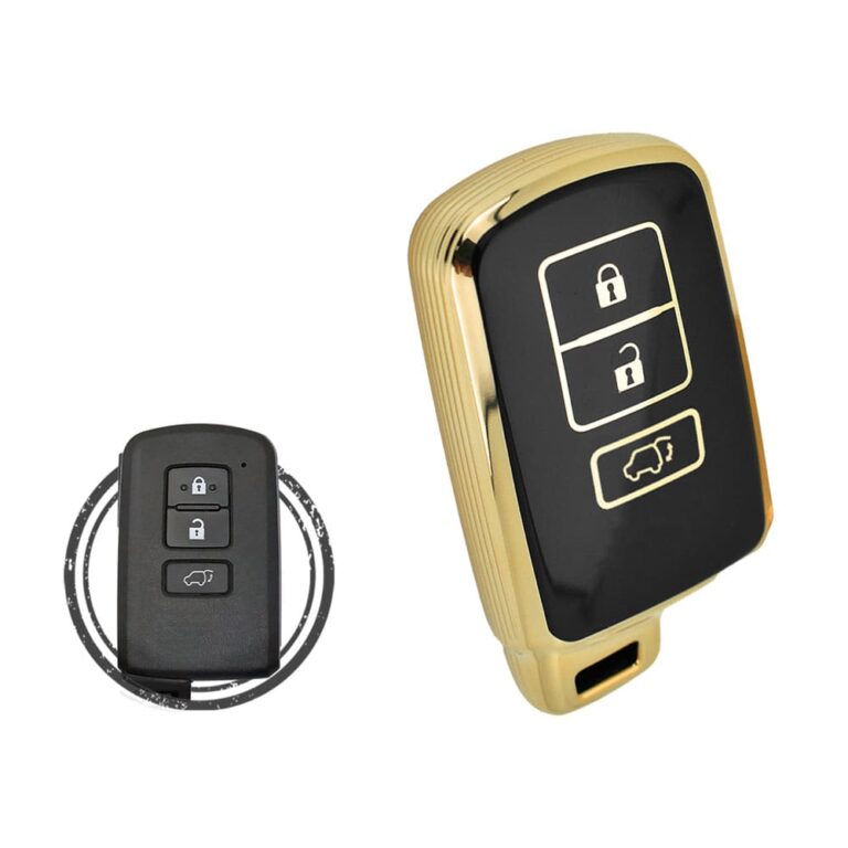 TPU Key Cover Case Protector For Toyota RAV4 Smart Key Remote 3 Button BLACK GOLD Color