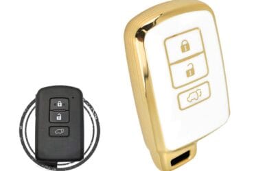 TPU Key Cover Case For Toyota RAV4 Smart Key Remote 3 Button WHITE GOLD Color