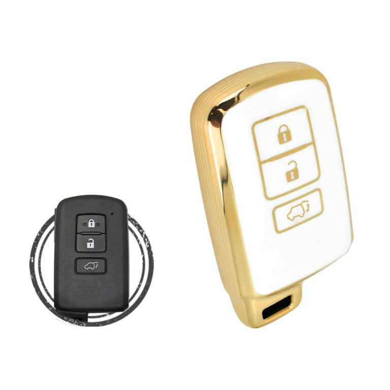 TPU Key Cover Case For Toyota RAV4 Smart Key Remote 3 Button WHITE GOLD Color