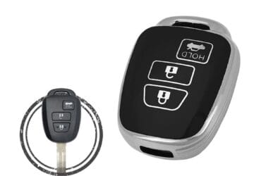 TPU Key Cover Case For Toyota Remote Head Key 3 Button w/ Trunk Black Chrome Color