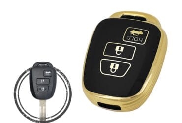TPU Key Cover Case Protector For Toyota Remote Head Key 3 Button w/ Trunk BLACK GOLD Color