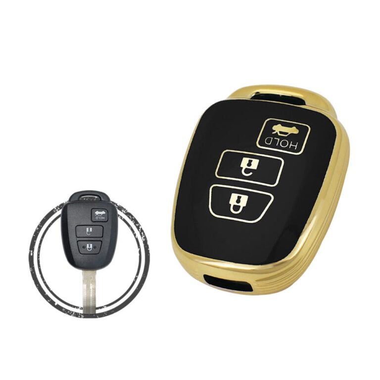 TPU Key Cover Case Protector For Toyota Remote Head Key 3 Button w/ Trunk BLACK GOLD Color