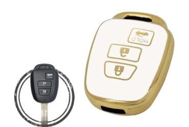 TPU Key Cover Case For Toyota Remote Head Key 3 Button w/ Trunk WHITE GOLD Color