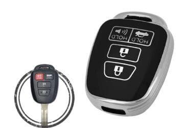 TPU Key Cover Case For Toyota Remote Head Key 4 Button w/ Panic Black Chrome Color