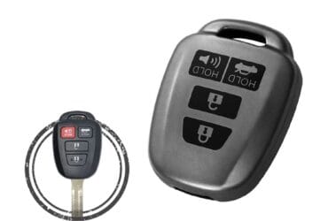 TPU Car Key Fob Cover Case For Toyota Remote Head Key 4 Button w/ Panic BLACK Metal Color