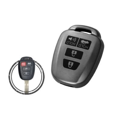 TPU Car Key Fob Cover Case For Toyota Remote Head Key 4 Button w/ Panic BLACK Metal Color