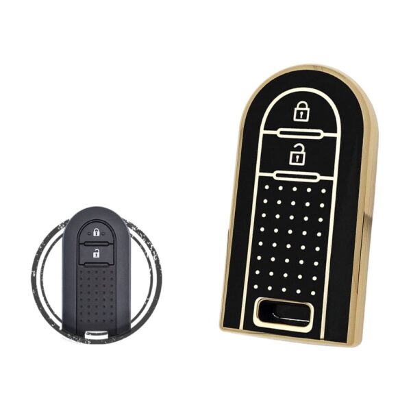 TPU Key Cover Case Protector For Toyota Rush Smart Key Remote 2 Button BLACK GOLD Color