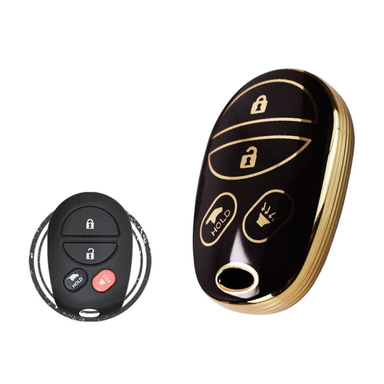 TPU Key Cover Case Protector For Toyota Sienna Solara Avalon Aurion Keyless Entry Remote 4 Button BLACK GOLD Color