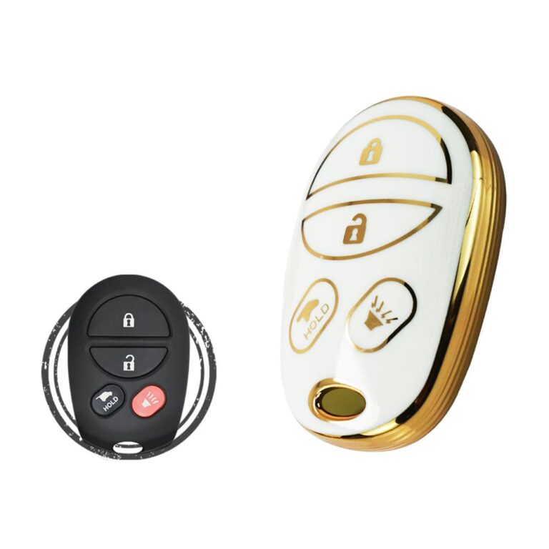 TPU Key Cover Case For Toyota Sienna Solara Avalon Aurion Keyless Entry Remote 4 Button WHITE GOLD Color