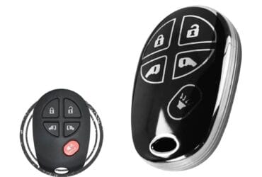 TPU Key Cover Case For Toyota Sienna Keyless Entry Remote 5 Button w/ Panic Black Chrome Color