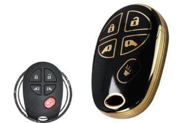 TPU Key Cover Case Protector For Toyota Sienna Keyless Entry Remote 5 Button BLACK GOLD Color