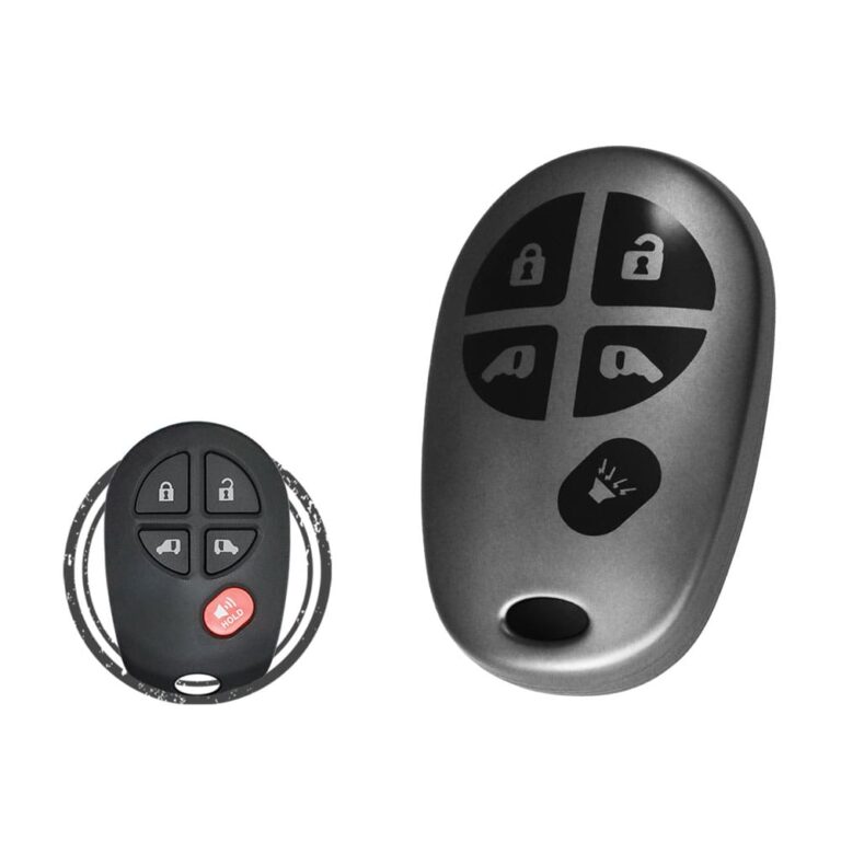 TPU Car Key Cover Case For Toyota Sienna Keyless Entry Remote 5 Button BLACK Metal Color