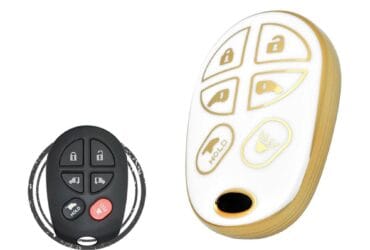 TPU Key Cover Case For Toyota Sienna Keyless Entry Remote 6 Button WHITE GOLD Color