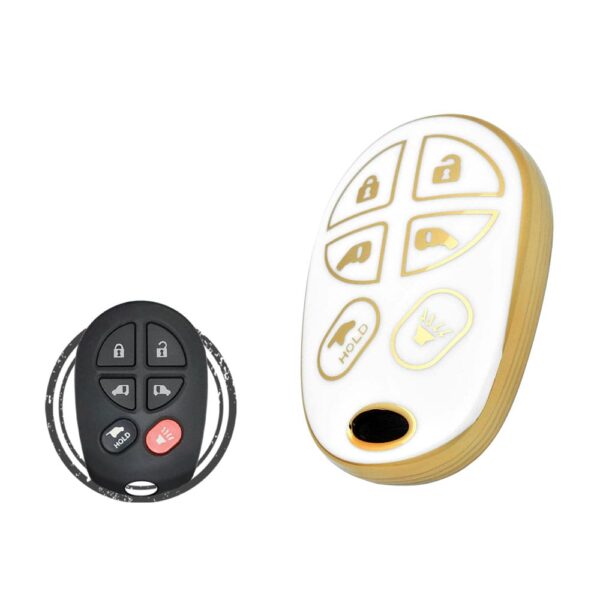 TPU Key Cover Case For Toyota Sienna Keyless Entry Remote 6 Button WHITE GOLD Color
