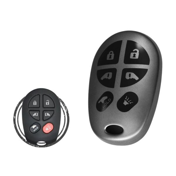 TPU Car Key Cover Case For Toyota Sienna Keyless Entry Remote 6 Button BLACK Metal Color