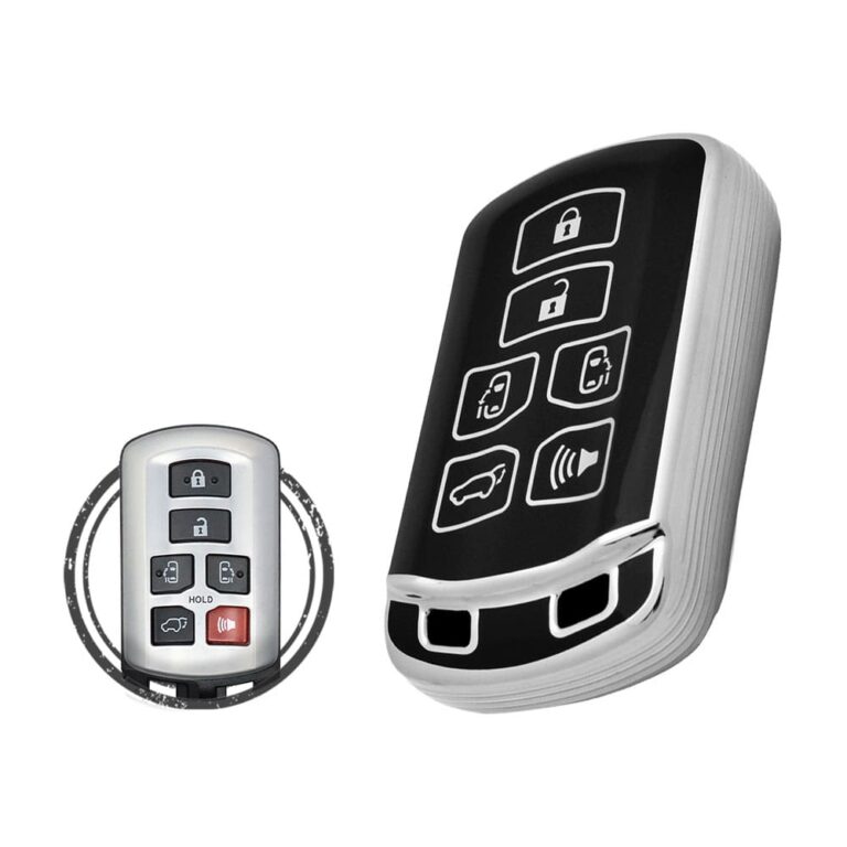 TPU Key Cover Case For Toyota Sienna Smart Key Remote 6 Button Black Chrome Color