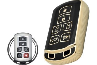TPU Key Cover Case Protector For Toyota Sienna Smart Key Remote 6 Button BLACK GOLD Color
