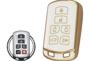 TPU Key Cover Case For Toyota Sienna Smart Key Remote 6 Button WHITE GOLD Color